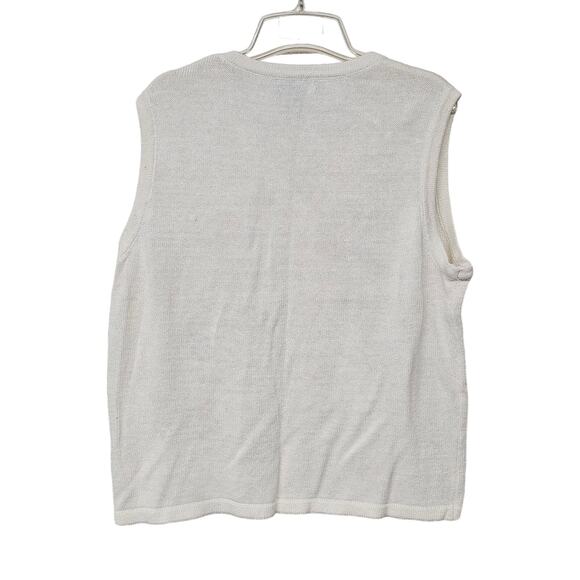 Vintage 90'S SML Design Embroidered Sweater Vest White Women's Large Outerwear - Picture 5 of 7